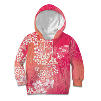 Dreamy Butterfly Polynesian - Breast Cancer Awareness Kid Hoodie Floral Vibes