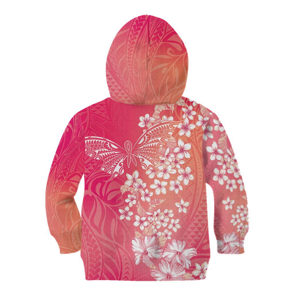 Dreamy Butterfly Polynesian - Breast Cancer Awareness Kid Hoodie Floral Vibes