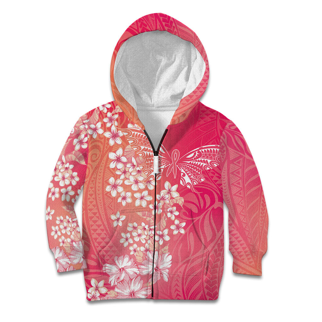 Dreamy Butterfly Polynesian - Breast Cancer Awareness Kid Hoodie Floral Vibes