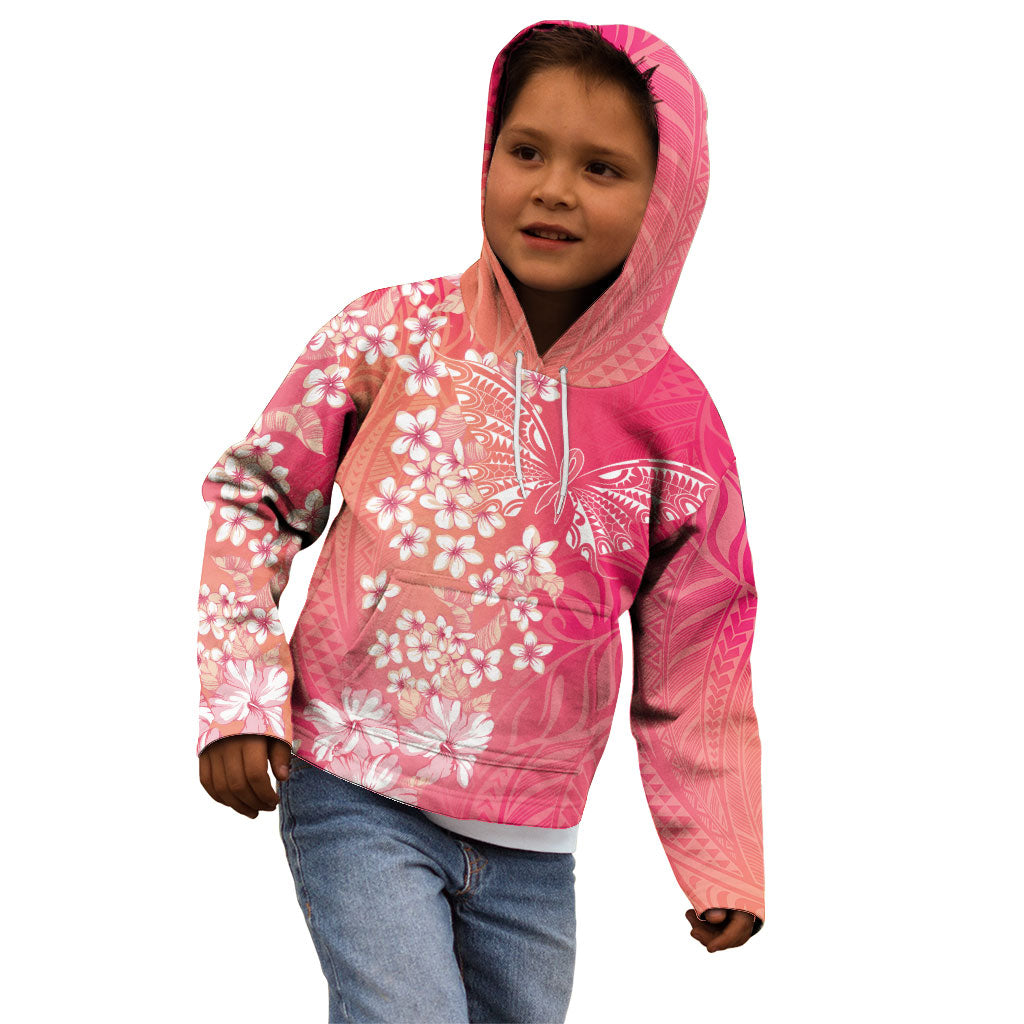Dreamy Butterfly Polynesian - Breast Cancer Awareness Kid Hoodie Floral Vibes