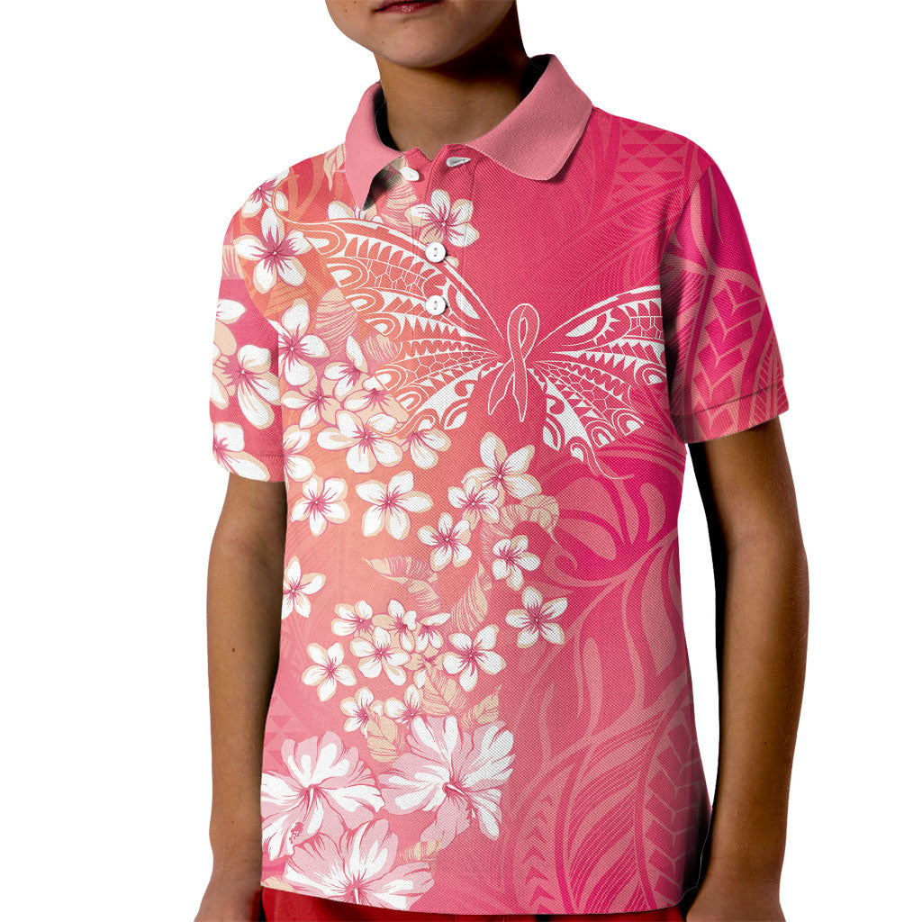 Dreamy Butterfly Polynesian - Breast Cancer Awareness Kid Polo Shirt Floral Vibes