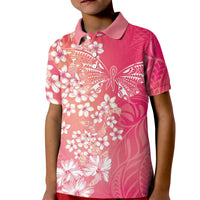 Dreamy Butterfly Polynesian - Breast Cancer Awareness Kid Polo Shirt Floral Vibes