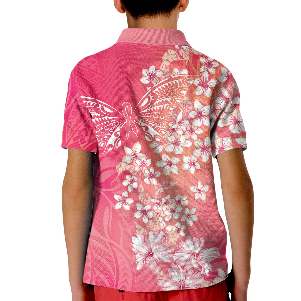 Dreamy Butterfly Polynesian - Breast Cancer Awareness Kid Polo Shirt Floral Vibes