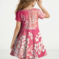 Dreamy Butterfly Polynesian - Breast Cancer Awareness Kid Short Sleeve Dress Floral Vibes