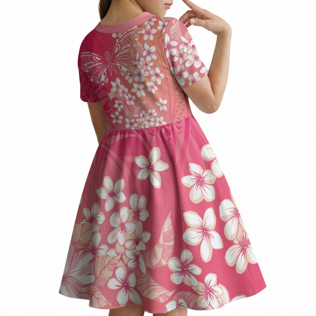 Dreamy Butterfly Polynesian - Breast Cancer Awareness Kid Short Sleeve Dress Floral Vibes