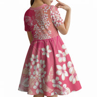 Dreamy Butterfly Polynesian - Breast Cancer Awareness Kid Short Sleeve Dress Floral Vibes