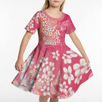 Dreamy Butterfly Polynesian - Breast Cancer Awareness Kid Short Sleeve Dress Floral Vibes
