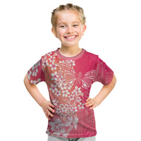 Dreamy Butterfly Polynesian - Breast Cancer Awareness Kid T Shirt Floral Vibes