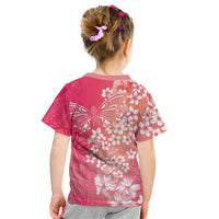 Dreamy Butterfly Polynesian - Breast Cancer Awareness Kid T Shirt Floral Vibes