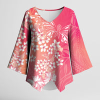 Dreamy Butterfly Polynesian - Breast Cancer Awareness Kimono Sleeve Blouse Floral Vibes