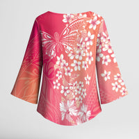 Dreamy Butterfly Polynesian - Breast Cancer Awareness Kimono Sleeve Blouse Floral Vibes