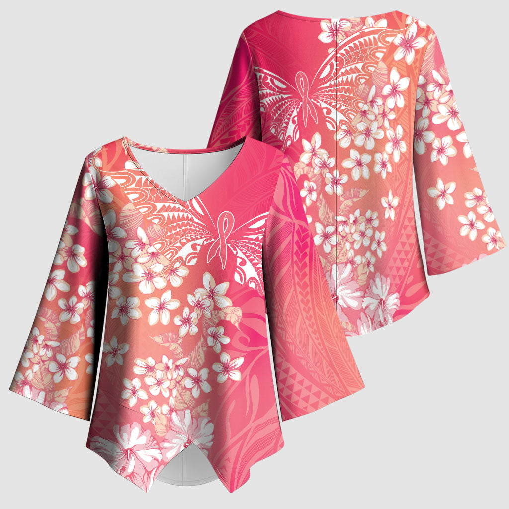 Dreamy Butterfly Polynesian - Breast Cancer Awareness Kimono Sleeve Blouse Floral Vibes