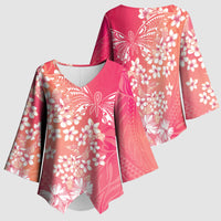 Dreamy Butterfly Polynesian - Breast Cancer Awareness Kimono Sleeve Blouse Floral Vibes