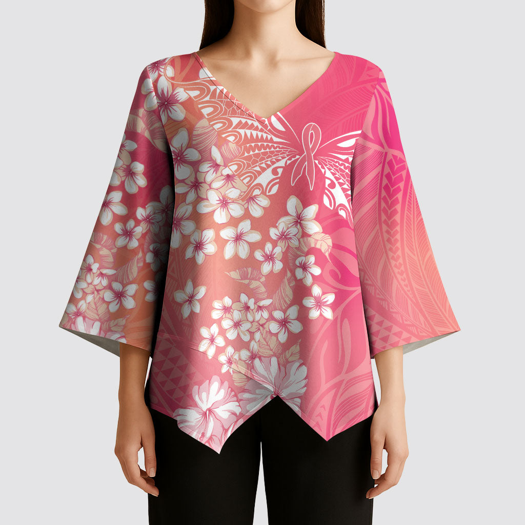 Dreamy Butterfly Polynesian - Breast Cancer Awareness Kimono Sleeve Blouse Floral Vibes