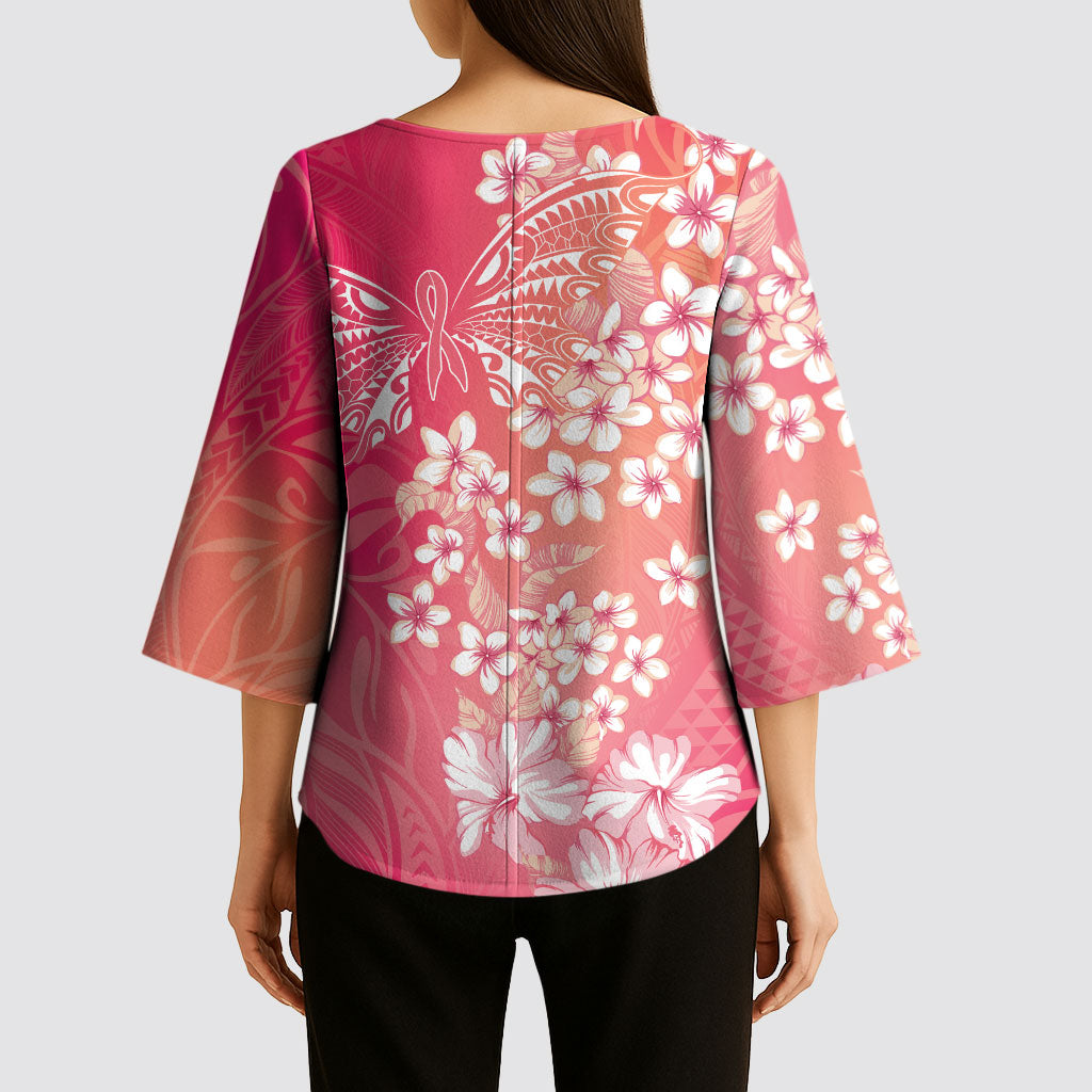 Dreamy Butterfly Polynesian - Breast Cancer Awareness Kimono Sleeve Blouse Floral Vibes