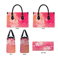 Dreamy Butterfly Polynesian - Breast Cancer Awareness Leather Bag Floral Vibes