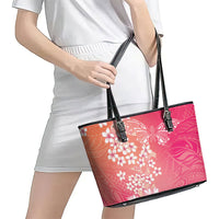 Dreamy Butterfly Polynesian - Breast Cancer Awareness Leather Tote Bag Floral Vibes