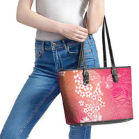 Dreamy Butterfly Polynesian - Breast Cancer Awareness Leather Tote Bag Floral Vibes