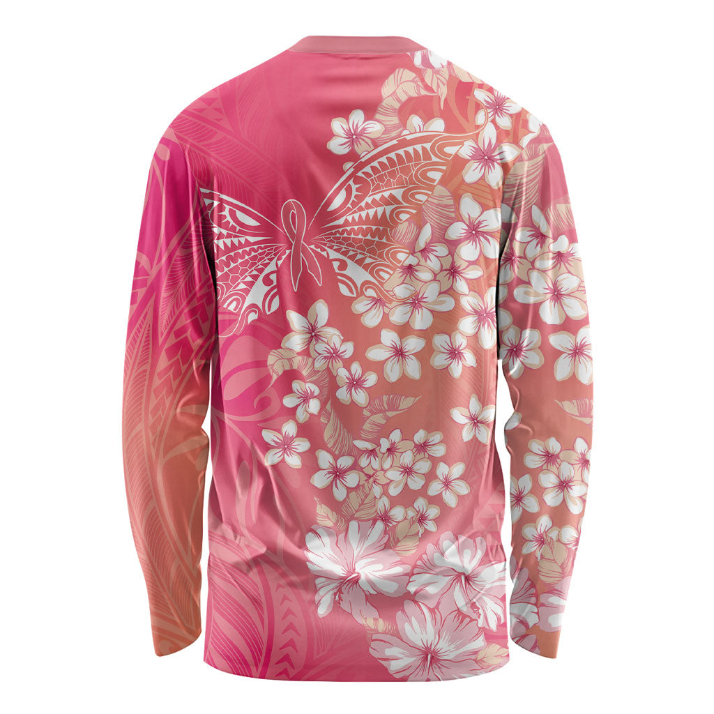 Dreamy Butterfly Polynesian - Breast Cancer Awareness Long Sleeve Shirt Floral Vibes