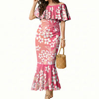 Dreamy Butterfly Polynesian - Breast Cancer Awareness Mermaid Dress Floral Vibes