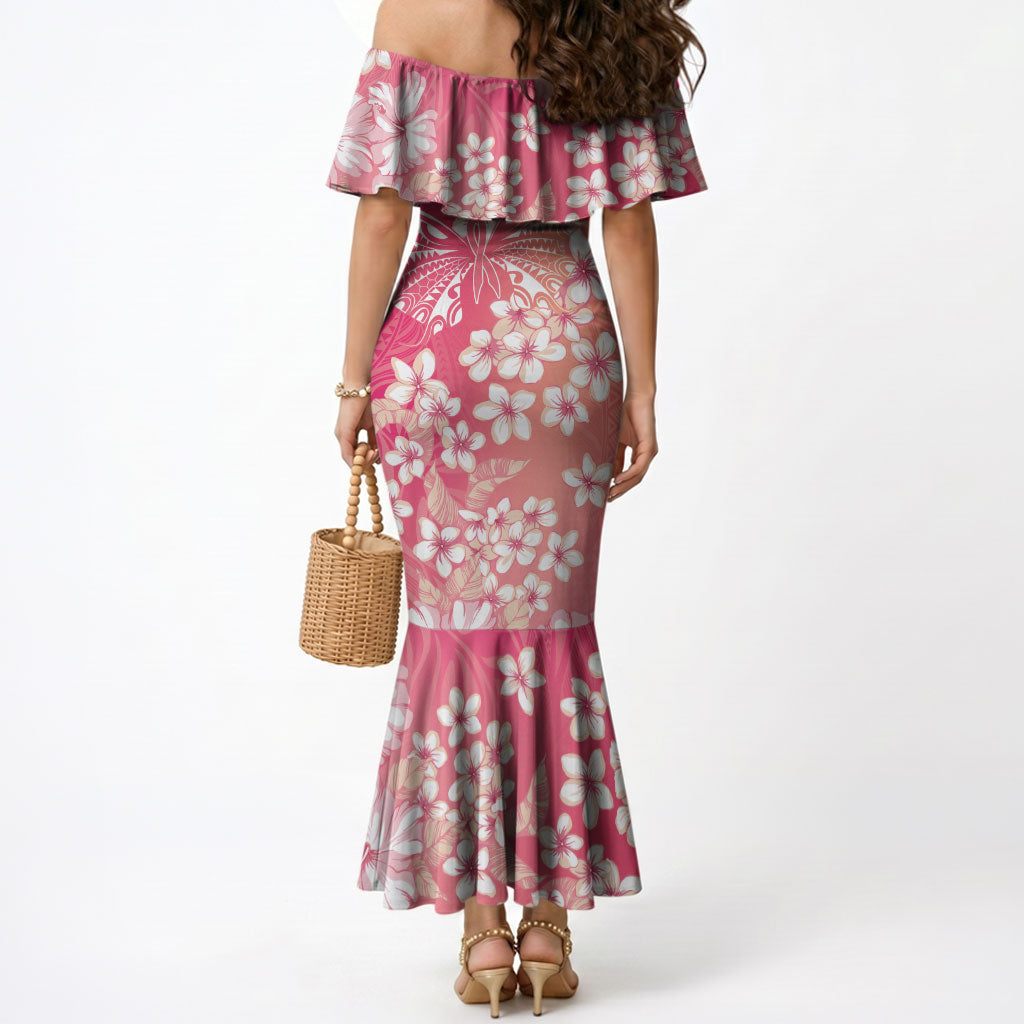 Dreamy Butterfly Polynesian - Breast Cancer Awareness Mermaid Dress Floral Vibes
