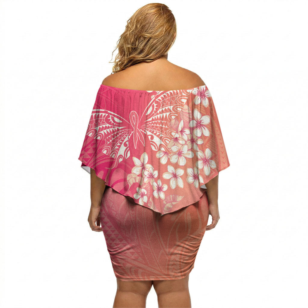 Dreamy Butterfly Polynesian - Breast Cancer Awareness Off Shoulder Short Dress Floral Vibes