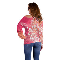 Dreamy Butterfly Polynesian - Breast Cancer Awareness Off Shoulder Sweater Floral Vibes