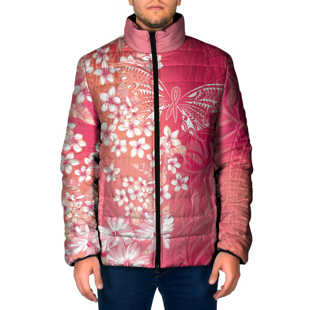 Dreamy Butterfly Polynesian - Breast Cancer Awareness Padded Jacket Floral Vibes