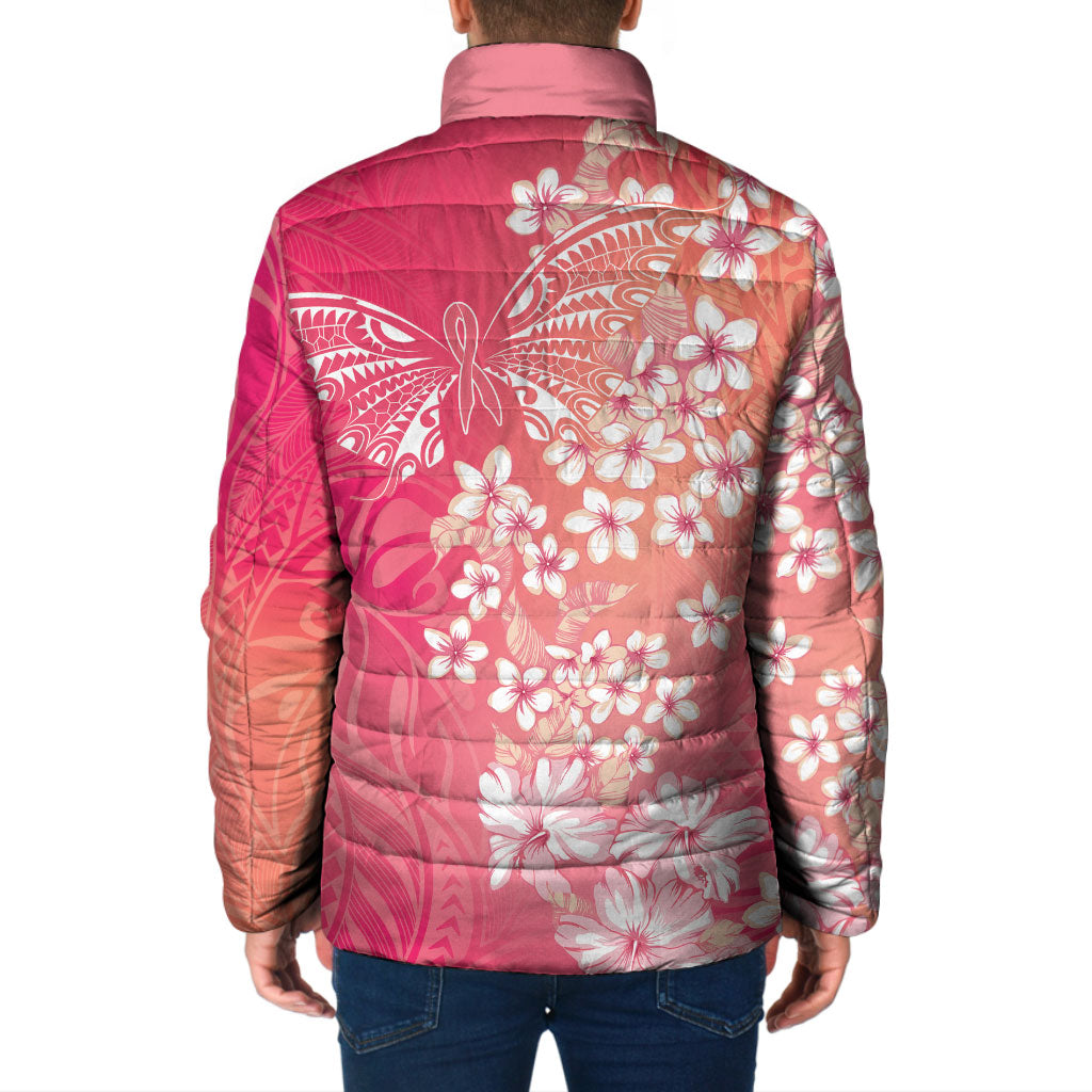 Dreamy Butterfly Polynesian - Breast Cancer Awareness Padded Jacket Floral Vibes