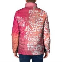 Dreamy Butterfly Polynesian - Breast Cancer Awareness Padded Jacket Floral Vibes