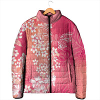 Dreamy Butterfly Polynesian - Breast Cancer Awareness Padded Jacket Floral Vibes