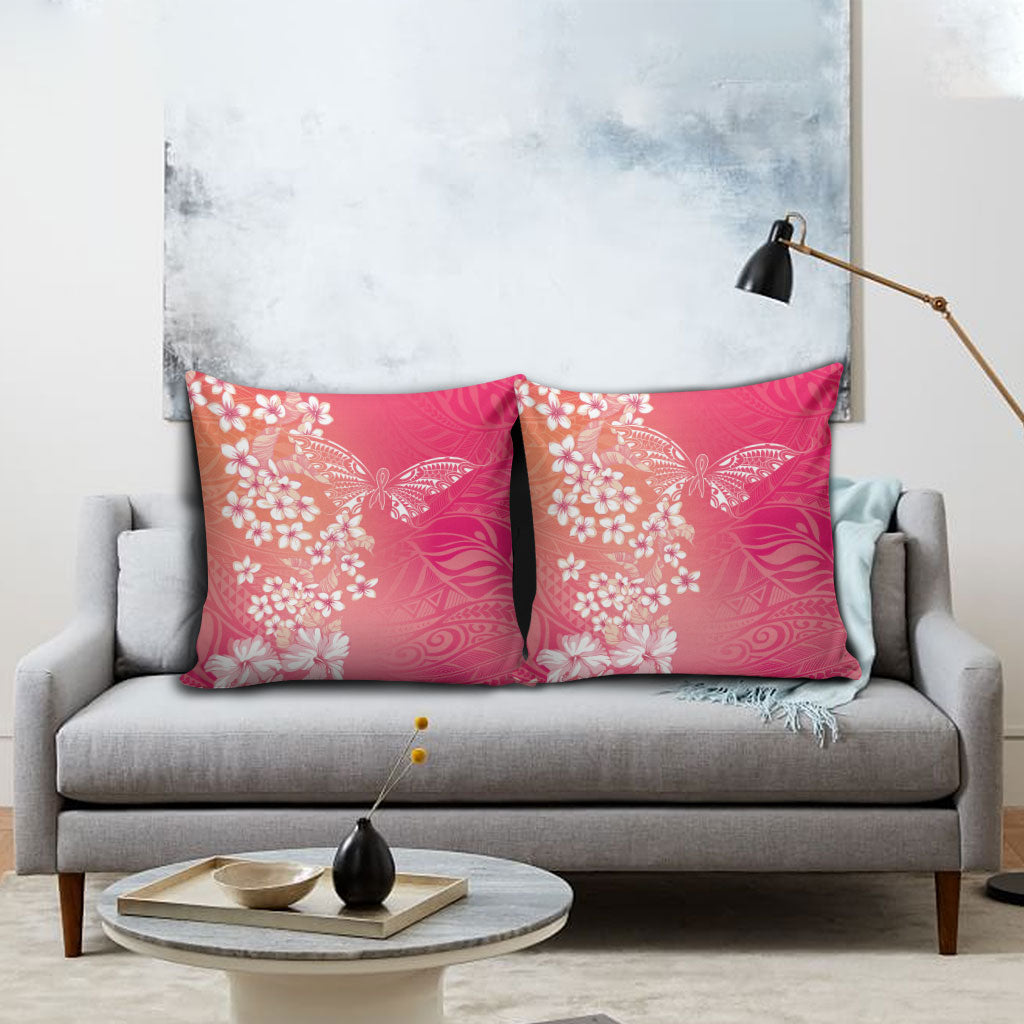 Dreamy Butterfly Polynesian - Breast Cancer Awareness Pillow Cover Floral Vibes