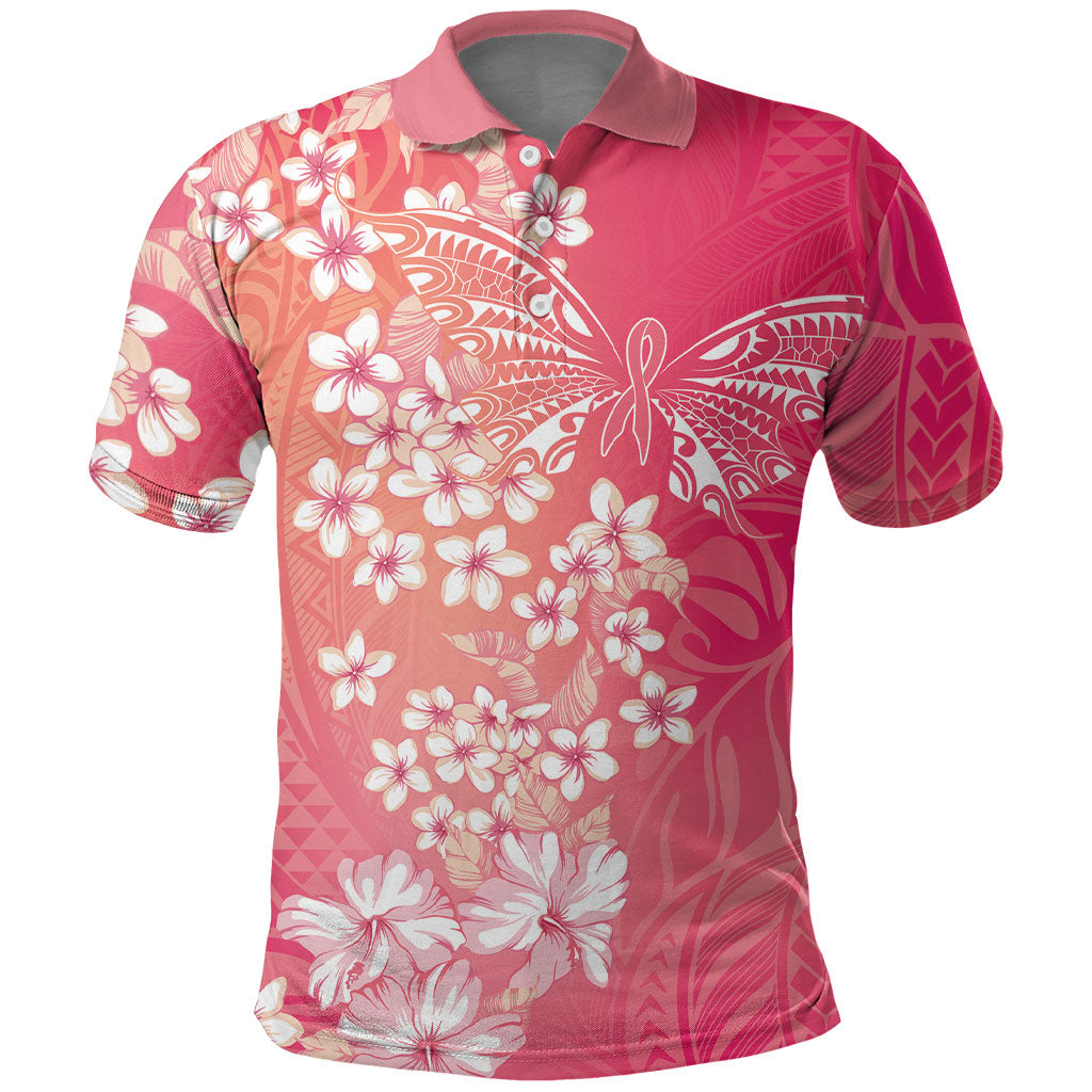 Dreamy Butterfly Polynesian - Breast Cancer Awareness Polo Shirt Floral Vibes