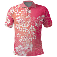 Dreamy Butterfly Polynesian - Breast Cancer Awareness Polo Shirt Floral Vibes