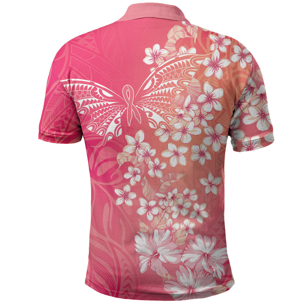 Dreamy Butterfly Polynesian - Breast Cancer Awareness Polo Shirt Floral Vibes