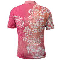 Dreamy Butterfly Polynesian - Breast Cancer Awareness Polo Shirt Floral Vibes