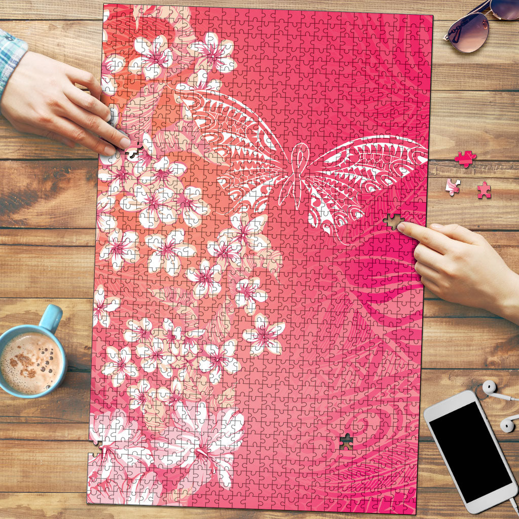 Dreamy Butterfly Polynesian - Breast Cancer Awareness Puzzle Floral Vibes