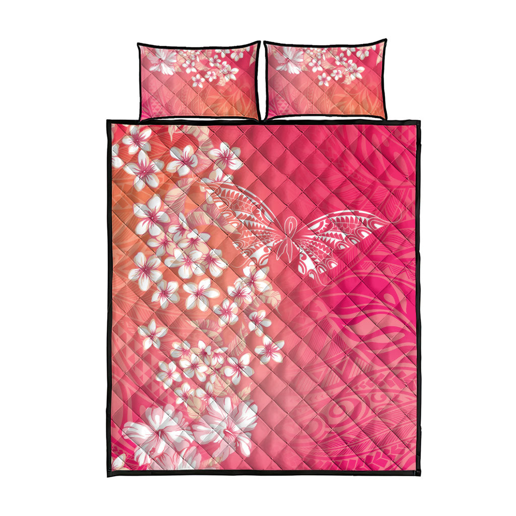 Dreamy Butterfly Polynesian - Breast Cancer Awareness Quilt Bed Set Floral Vibes