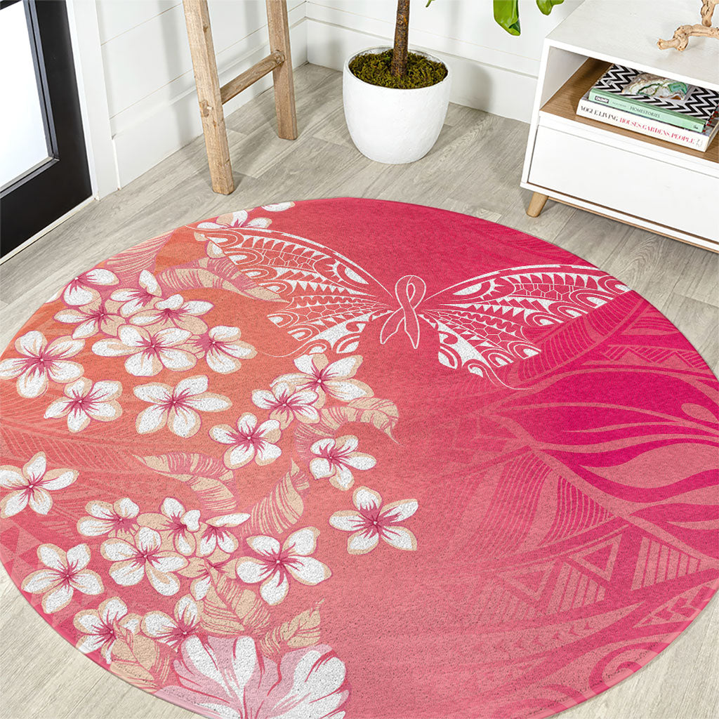 Dreamy Butterfly Polynesian - Breast Cancer Awareness Round Carpet Floral Vibes