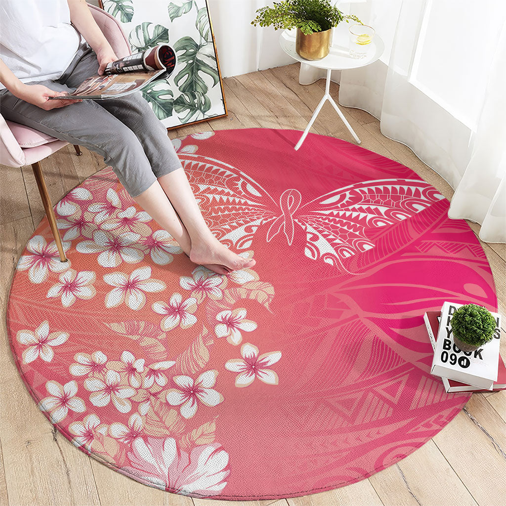 Dreamy Butterfly Polynesian - Breast Cancer Awareness Round Carpet Floral Vibes