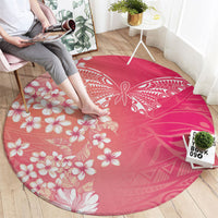 Dreamy Butterfly Polynesian - Breast Cancer Awareness Round Carpet Floral Vibes