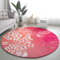 Dreamy Butterfly Polynesian - Breast Cancer Awareness Round Carpet Floral Vibes
