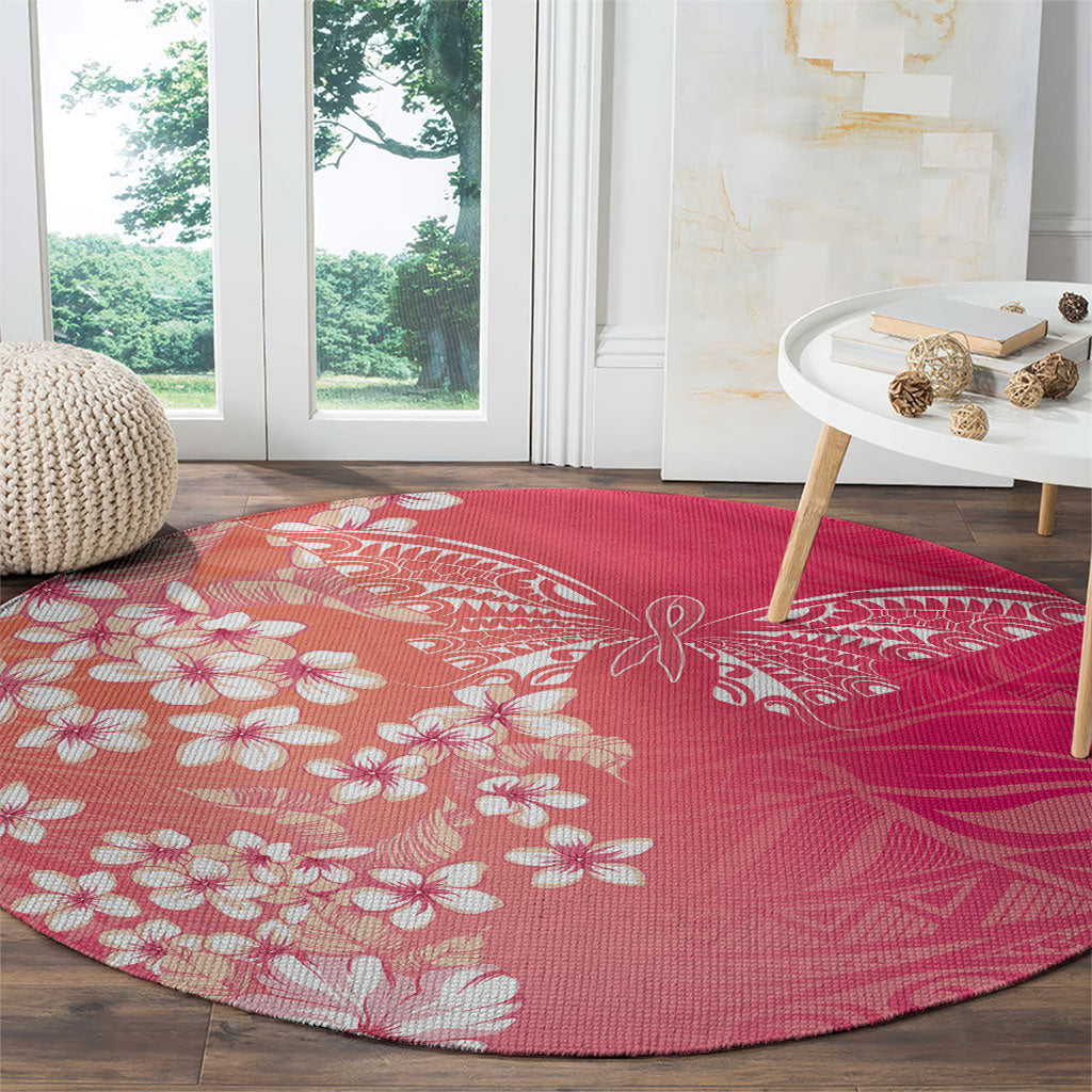Dreamy Butterfly Polynesian - Breast Cancer Awareness Round Carpet Floral Vibes