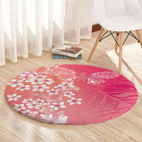 Dreamy Butterfly Polynesian - Breast Cancer Awareness Round Carpet Floral Vibes