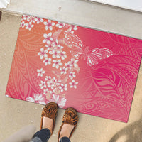 Dreamy Butterfly Polynesian - Breast Cancer Awareness Rubber Doormat Floral Vibes