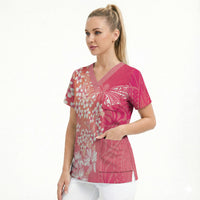 Dreamy Butterfly Polynesian - Breast Cancer Awareness Scrub Top Floral Vibes