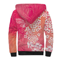 Dreamy Butterfly Polynesian - Breast Cancer Awareness Sherpa Hoodie Floral Vibes