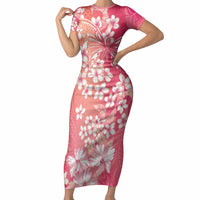 Dreamy Butterfly Polynesian - Breast Cancer Awareness Short Sleeve Bodycon Dress Floral Vibes