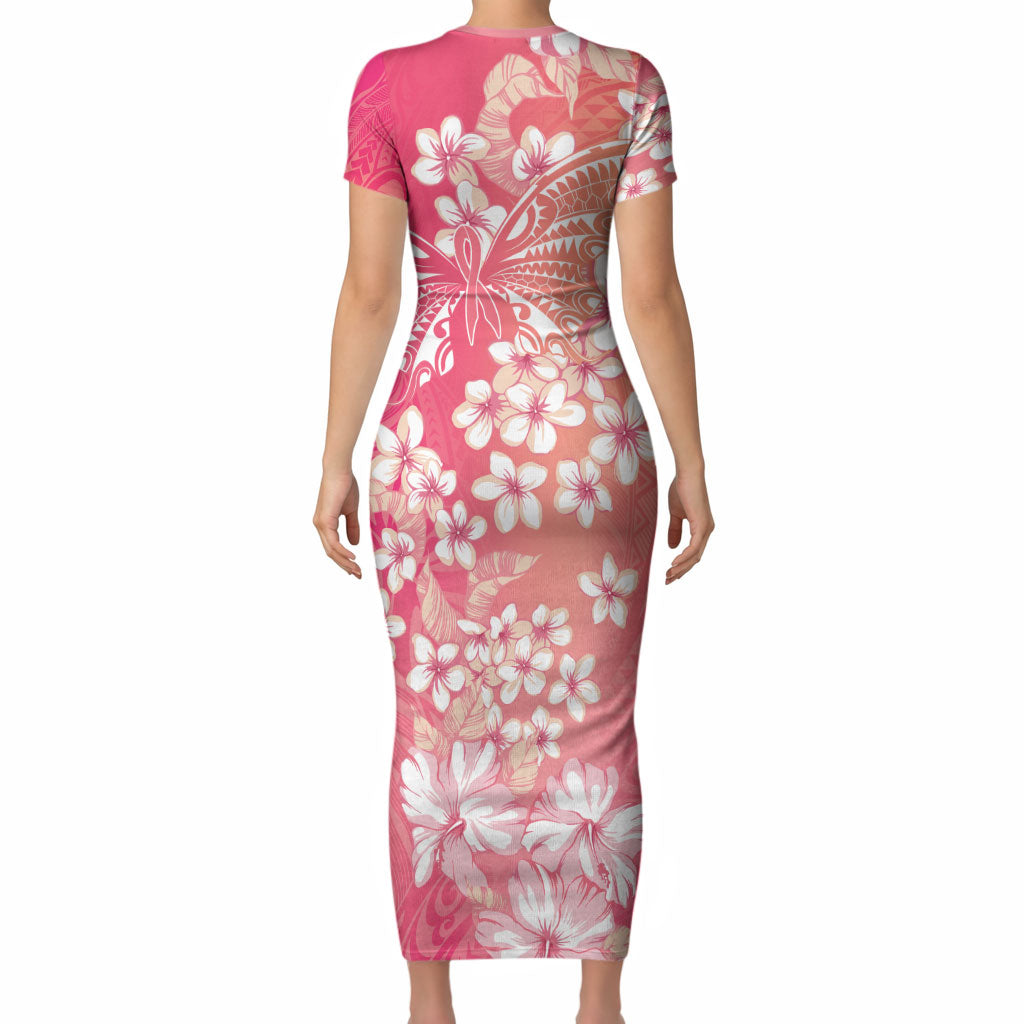 Dreamy Butterfly Polynesian - Breast Cancer Awareness Short Sleeve Bodycon Dress Floral Vibes