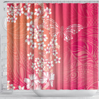 Dreamy Butterfly Polynesian - Breast Cancer Awareness Shower Curtain Floral Vibes